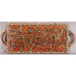 MOORISH STYLE REVERSE DECORATED GILT TRAY
