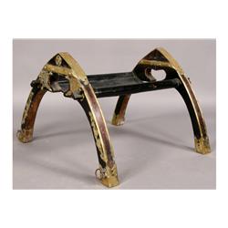 ANTIQUE KOREAN LEATHER BRASS SADDLE