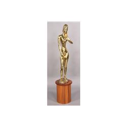 MODERN BRASS STANDING FEMALE FIGURE SCULPTURE