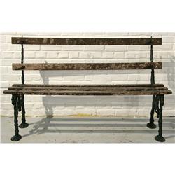 ANTIQUE CAST IRON WOOD GARDEN BENCH