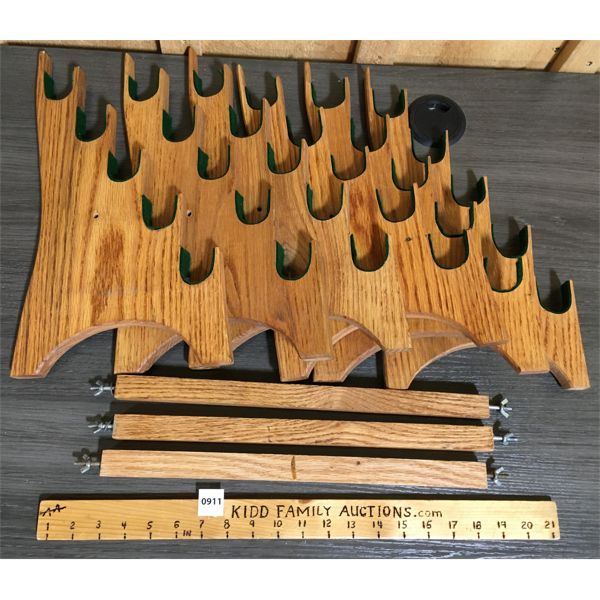 WOOD FIREARMS RACKS - 3 RACKS HOLD 5 EACH - Kidd Family Auctions