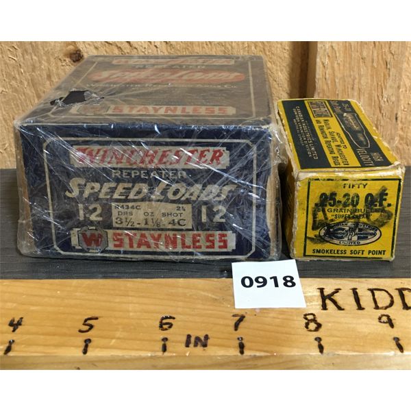 LOT OF 2 - VINTAGE EMPTY AMMO BOXES - CIL .25-20 & WINCHCHESTER 12 GA ...