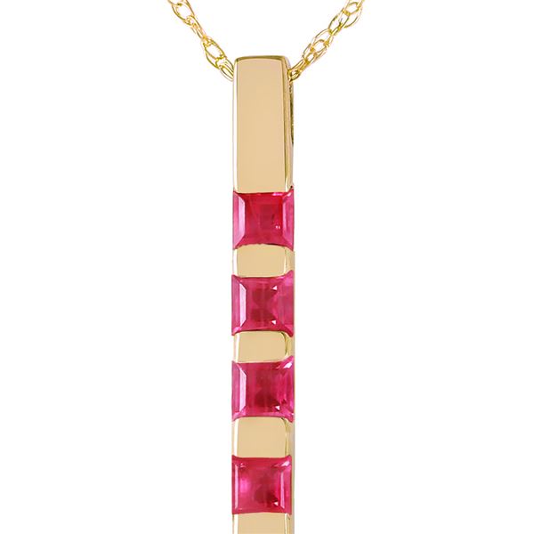 Genuine 0.35 ctw Ruby Necklace 14KT Yellow Gold - REF-27V5W