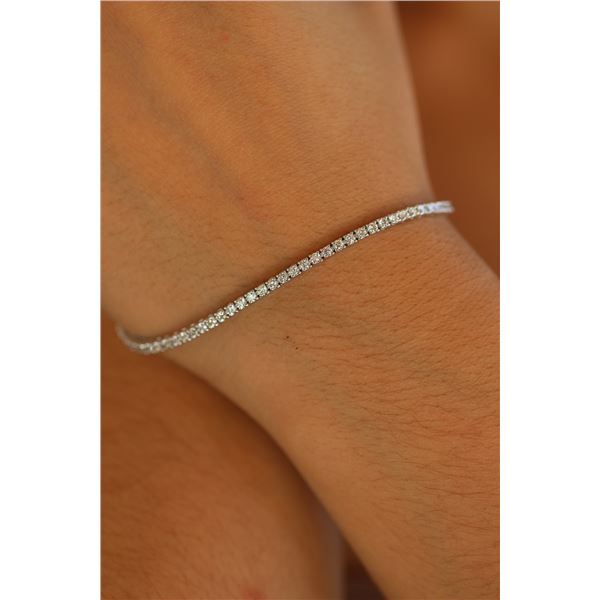 Natural 2.02 ctw Diamond Eternity Tennis Bracelet 18K White Gold - REF-150A3X