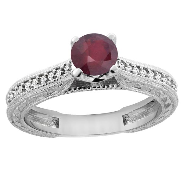 0.75 CTW Ruby & Diamond Ring 14K White Gold - REF-53Y5V