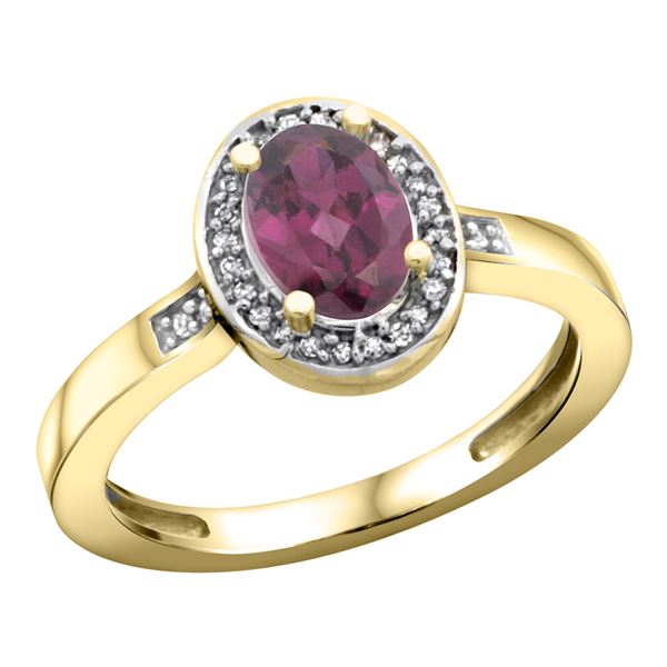 1.15 CTW Rhodolite & Diamond Ring 14K Yellow Gold - REF-38W4F