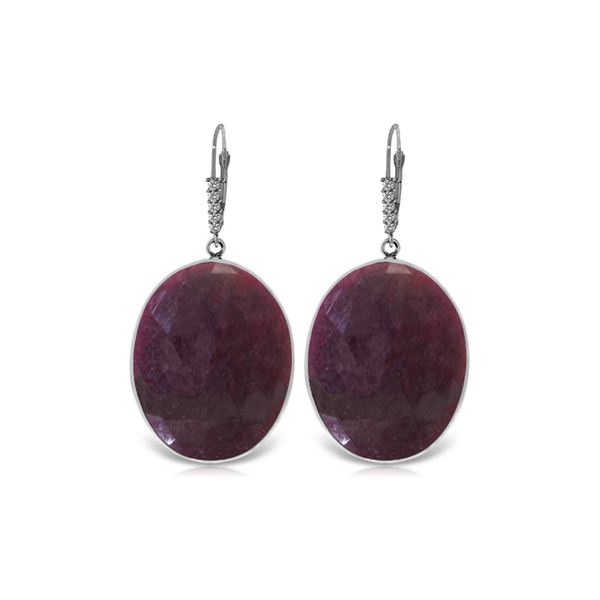 Genuine 39.15 ctw Ruby & Diamond Earrings 14KT White Gold - REF-125M2T