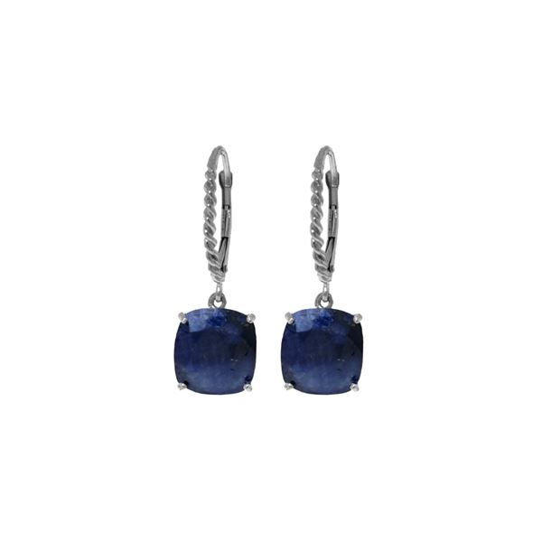 Genuine 9.66 ctw Sapphire Earrings 14KT White Gold - REF-89V3W