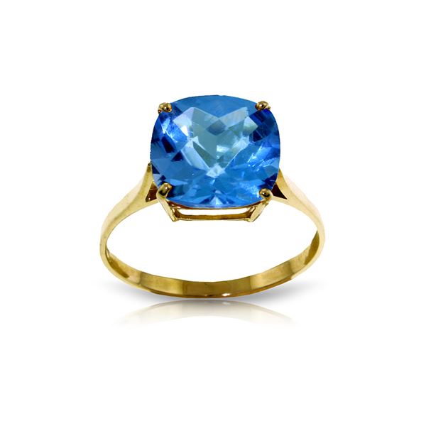Genuine 3.6 ctw Blue Topaz Ring 14KT Yellow Gold - REF-34P7H
