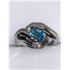 Image 2 : Ladies Blue Topaz 1.0 Carat Solitaire in .925 silver loving hand mounted promise ring size 7