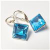 Image 2 : 10K Yellow Gold Blue Topaz(20.5ct) Earrings , Appraised Retail $3100