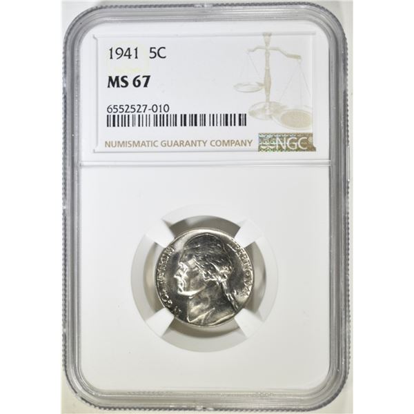 1941 JEFFERSON NICKEL NGC MS 67