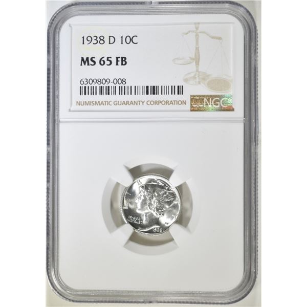 1938 D MERCURY DIME NGC MS 65 FB