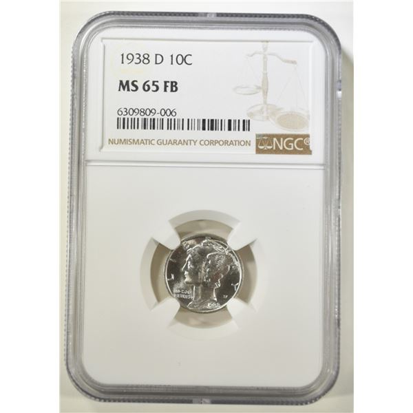 1938 D MERCURY DIME NGC MS 65 FB