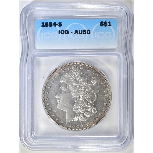1884-S MORGAN DOLLAR ICG AU-50