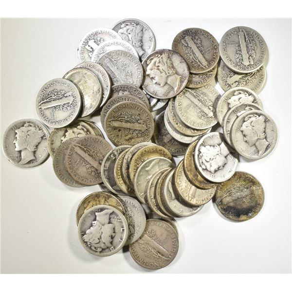 50-CIRC 90% SILVER MIXED DATE DIMES