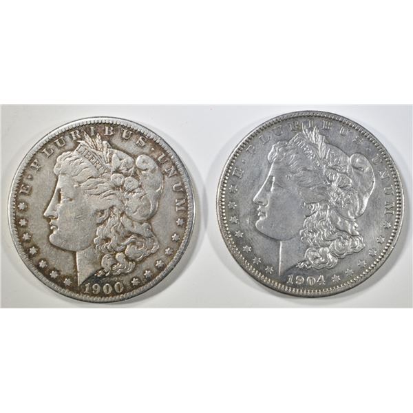 1900-O F & 1904 VF MORGAN DOLLARS