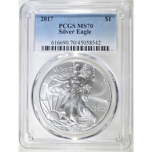 2017 AMERICAN SILVER EAGLE PCGS MS 70