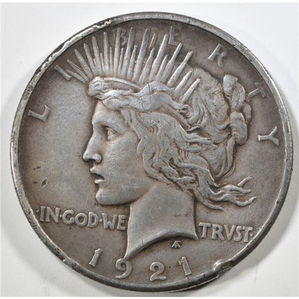 1921 PEACE DOLLAR XF RIM BUMPS