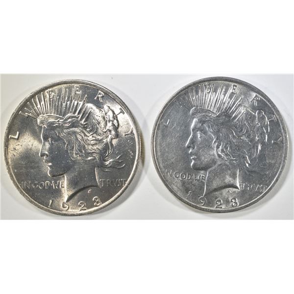 2-GEM BU 1923 PEACE DOLLARS