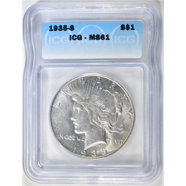 1935-S PEACE DOLLAR ICG MS-61