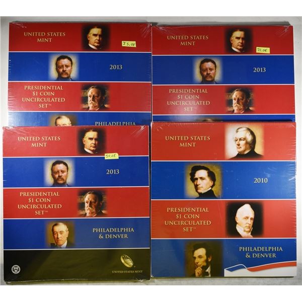 1-2010 & 3-2013 U.S. PRESIDENTIAL UNC DOLLAR SETS