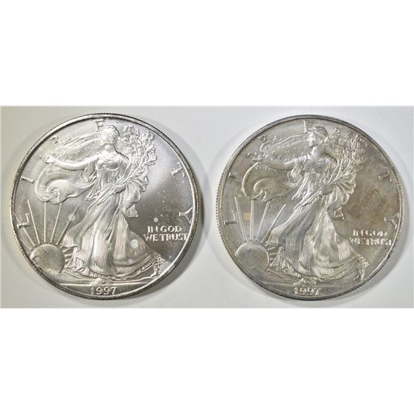 2 1997 AMERICAN SILVER EAGLES BU