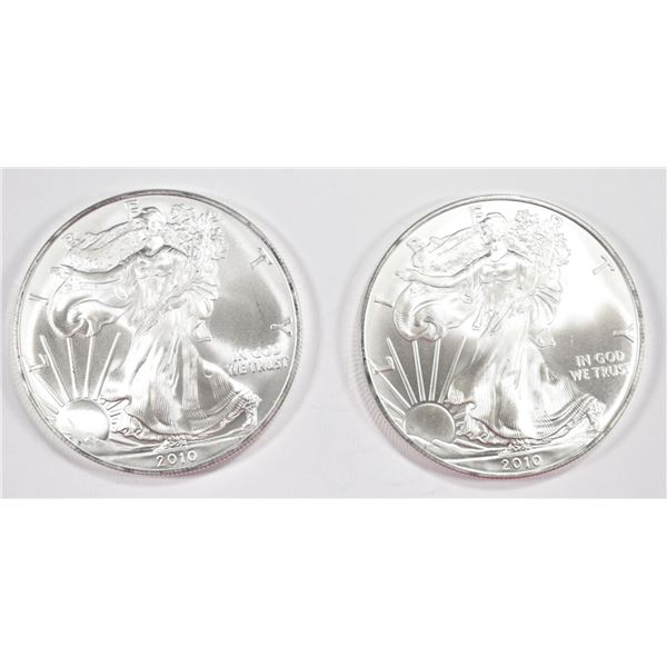 2-BU 2010 AMERICAN SILVER EAGLES