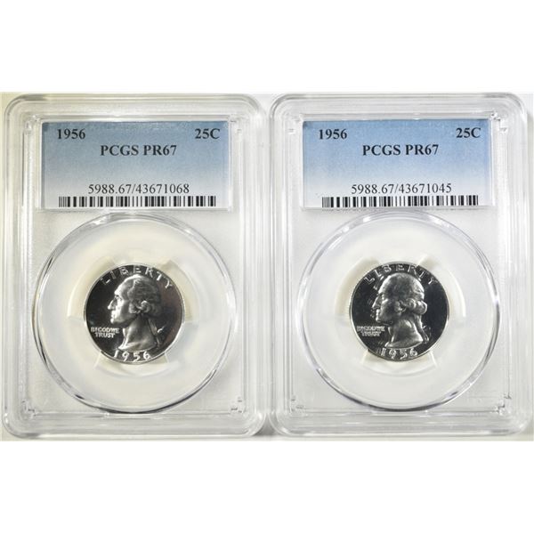 2 1956 WASHINGTON QUARTERS PCGS PR 67