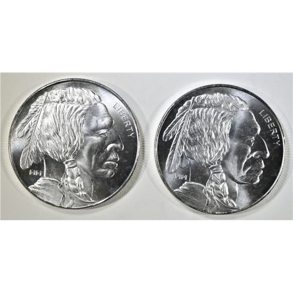 2-1oz .999 SILVER BUFFALO/INDIAN ROUNDS