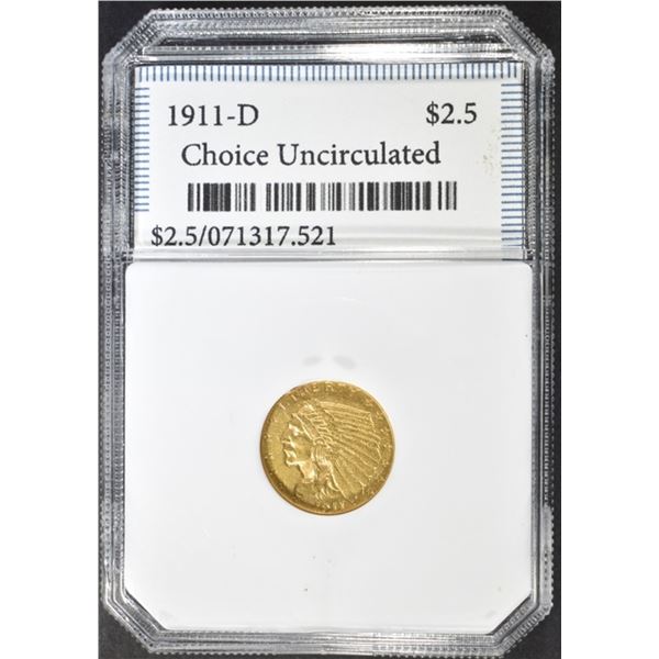 1911-D $2.5 GOLD INDIAN CH BU