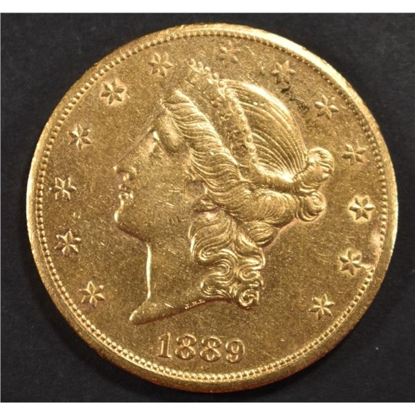 1889-CC $20 GOLD LIBERTY AU/BU