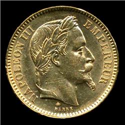 1863A France Napoleon Gold 20 Franc Hi Grade Coin  (COI-702)