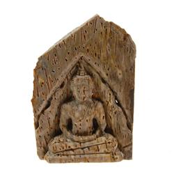 Hand Carved Petrified Wood Thai Buddha