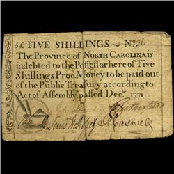 1771 North Carolina 5 Shilling Colonial Note