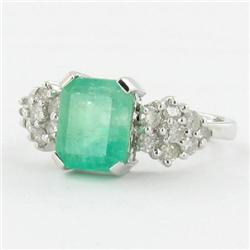 3.2ct Emerald & Diamond Ladies New White Gold Ring