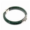 Jade Sterling Hinged Bangle Bracelet 