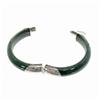 Image 2 : Jade Sterling Hinged Bangle Bracelet 