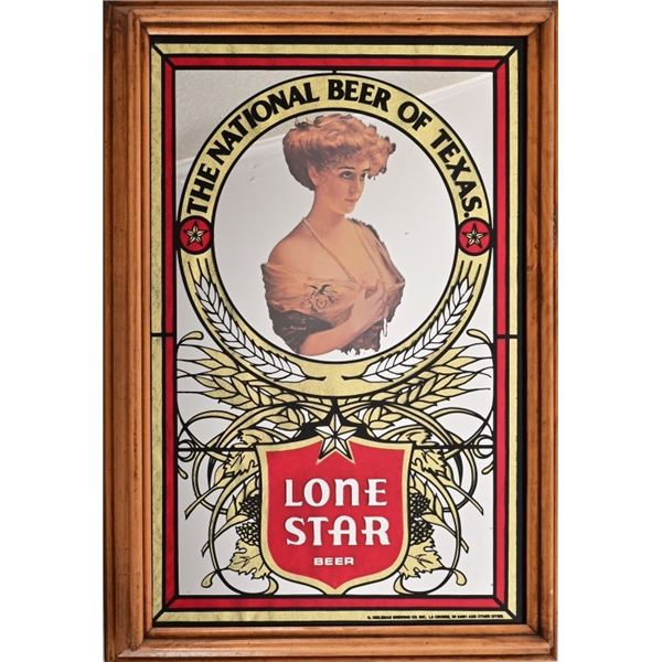 2 Lone Star Beer Alamo Girl Bar Mirror