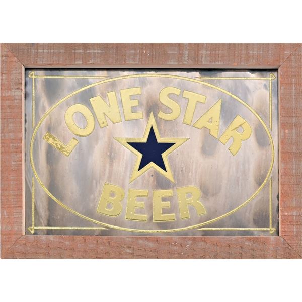 Lone Star Beer Bar Mirror Framed