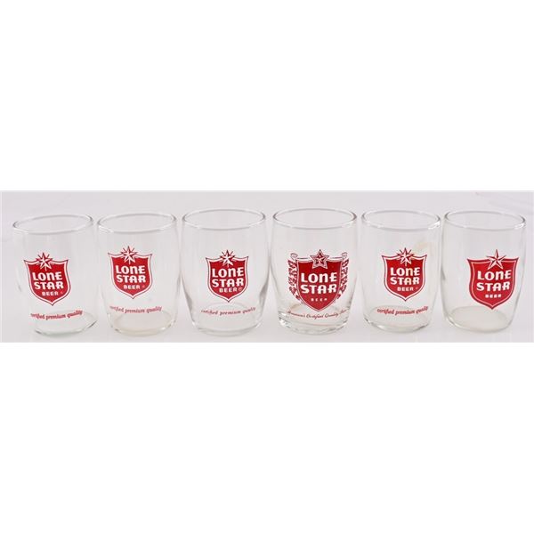 Collection of (6) Lone Star Beer Barrel Glasses