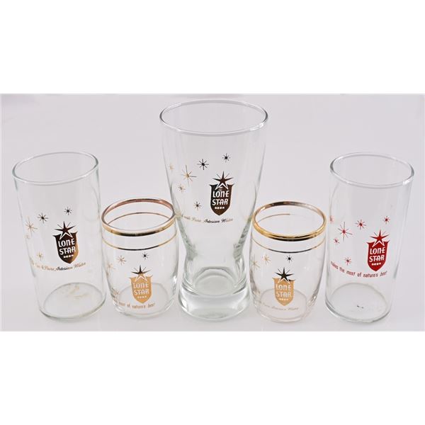 Collection of (5) Lone Star Beer Glassware