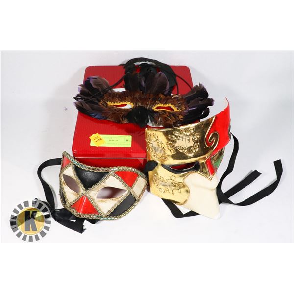 TIN WITH 3 MASQUERADE MASKS