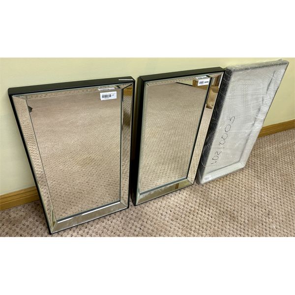 LOT OF 3 - BEVELED MIRRORS - 14 X 26 in