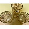 Image 2 : LOT OF 3 - GOLD ACCENTED GLASS VASES - TALLEST IS 14 in