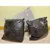 Image 1 : LOT OF 3 - GRAFUS THROW PILLOWS - DISTRESSED MOCHA LEATHER - NEW