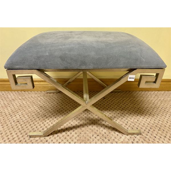 GREY SUEDE STOOL - 16 X 23 X 16 in
