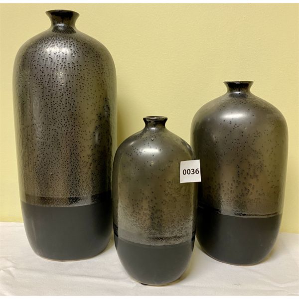 LOT OF 3 - TOLO 2 TONE JUGS - TALLEST IS 14 in