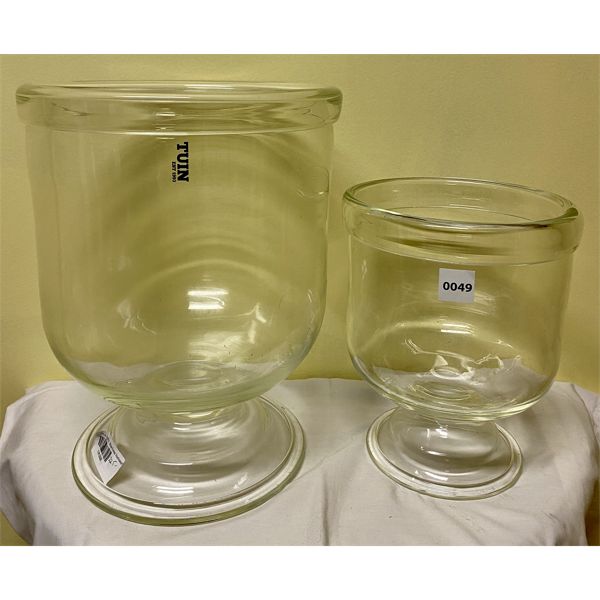 LOT OF 2 - TUIN HURRICANE VASES - TALLEST IS 14 in, 10 in DIAMETER