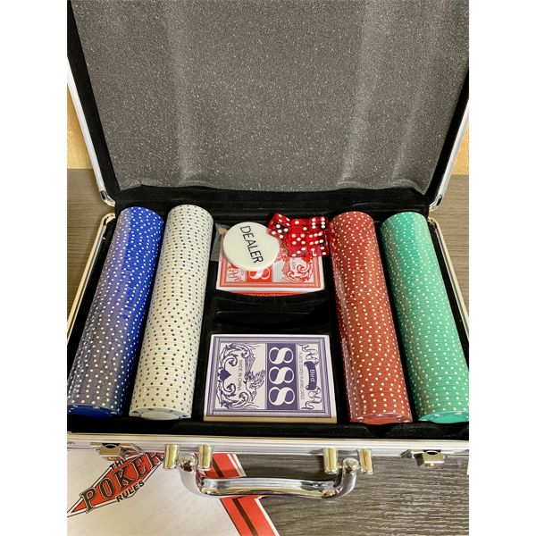 POKER SET IN TRAVEL CASE - AS NEW